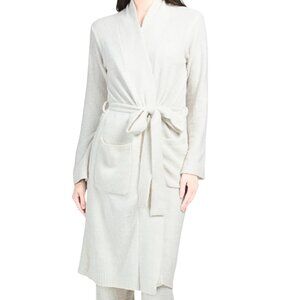 N Natori Women’s Aura Soft Long Robe Cozy Knit Bathrobe Loungewear White Cream